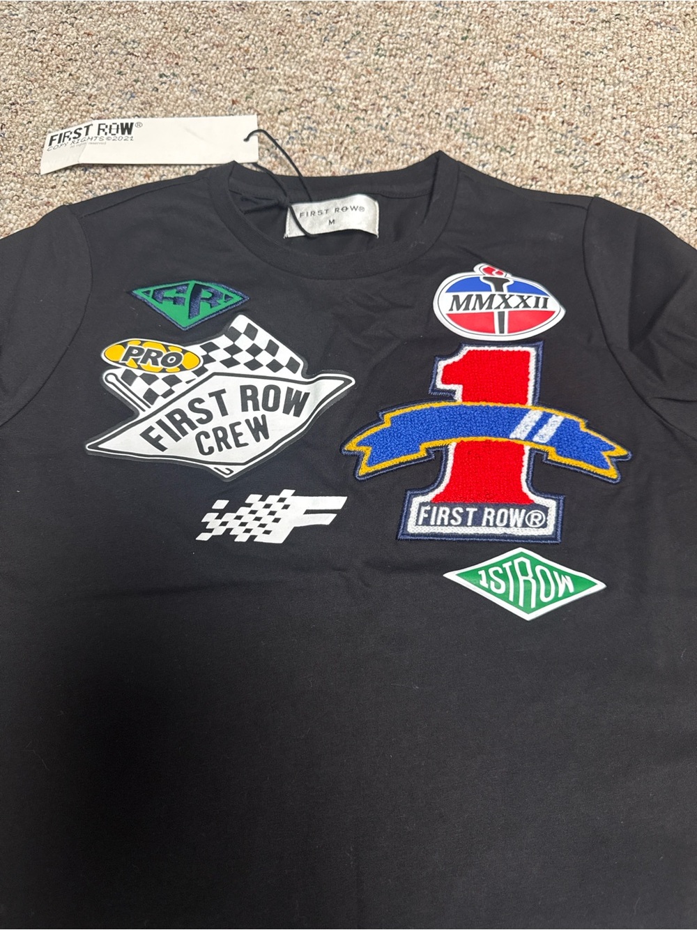 First Row Black Short-Sleeve Racing Patch Graphic Tee - Picture 3 of 4
